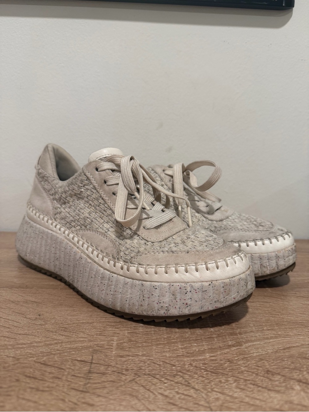 Universal Thread Neutral Woven Platform Lace-Up Sneakers - Beige